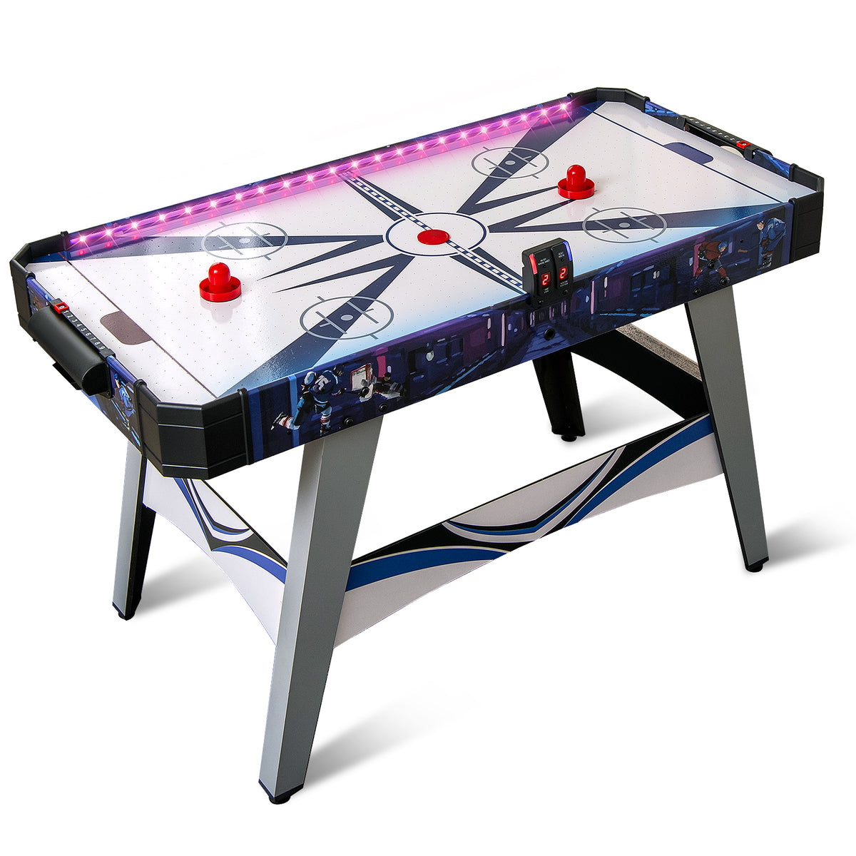 Air Hockey Game Table with 2 Pushers and Pucks-White shown from a high angle