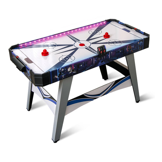 Air Hockey Game Table with 2 Pushers and Pucks-White shown from a high angle