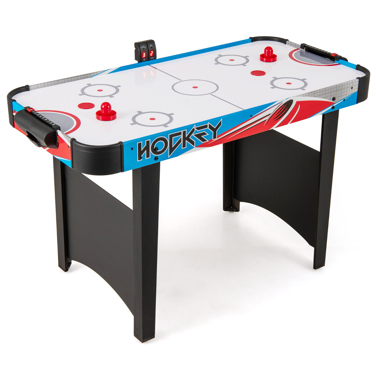 Air Hockey Table with LED scoreboard and powerful 12V motor in blue