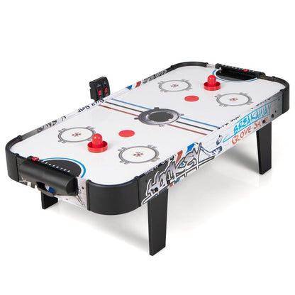 Air Powered Hockey Table with pucks, pushers and LED scoreboard, showing the full product from a front angle