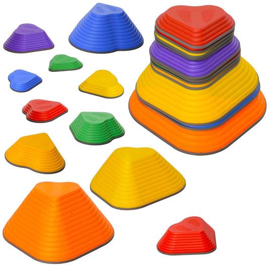 AIYAPLAY 11-Piece Heart-Shaped Kids Balance Stepping Stones and Motor Skills shown in various sizes
