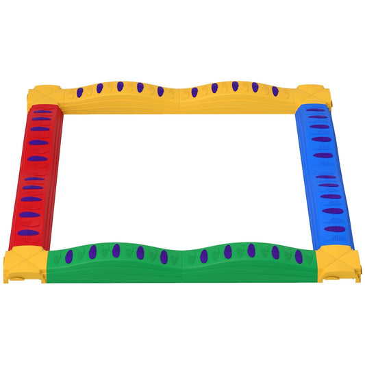 AIYAPLAY 12-Piece Kids Balance Beam Stepping Stones set up as a large square frame