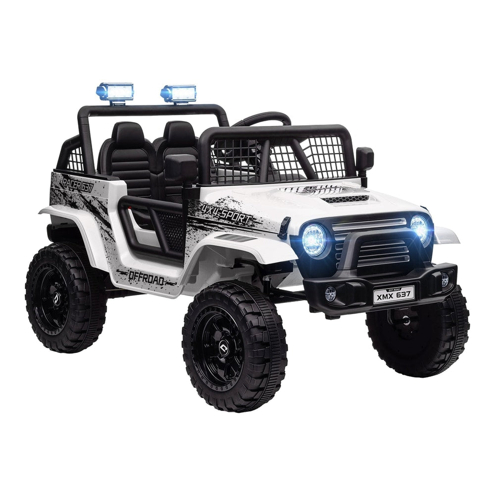 AIYAPLAY 12V Battery Powered Kids Ride-On Car, a white electric truck with black accents and off-road styling