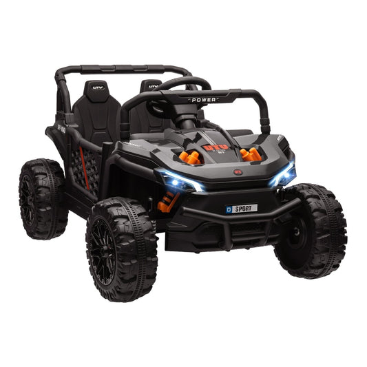 AIYAPLAY 12V Battery Powered Ride on Truck w/ Remote in black with bright LED headlights