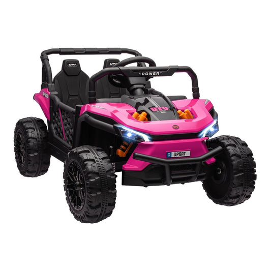 AIYAPLAY 12V Battery Powered Ride on Truck w/ Remote in pink, a kids electric truck with two seats and large wheels
