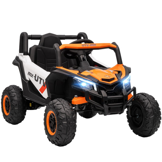 AIYAPLAY 12V Kids Ride On Car with Remote Control, orange and white UTV style