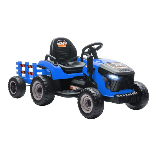 AIYAPLAY 12V Ride on Tractor and Trailer with detachable trailer in blue
