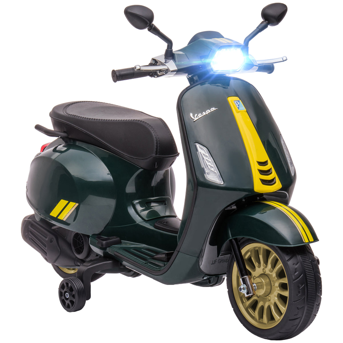 AIYAPLAY 12V Vespa Licensed Kids Electric Motorbike w/ Music in Green