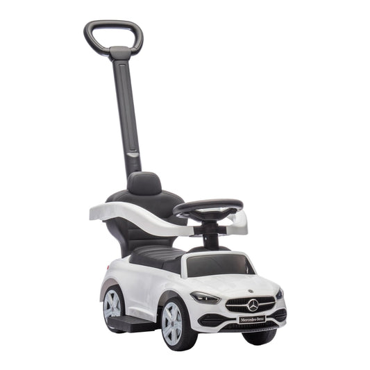AIYAPLAY 2 in 1 Baby Ride on Push Car Mercedes-Benz C-Class Licensed Walker Foot to Floor Push-Along in white