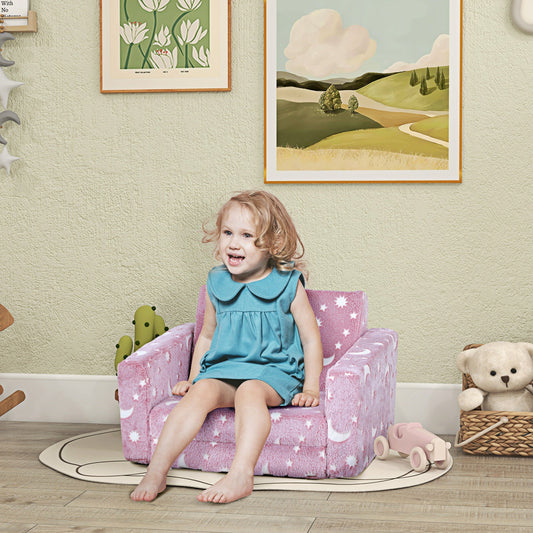 AIYAPLAY 2 in 1 Kids Folding Bed Armchair in Pink
