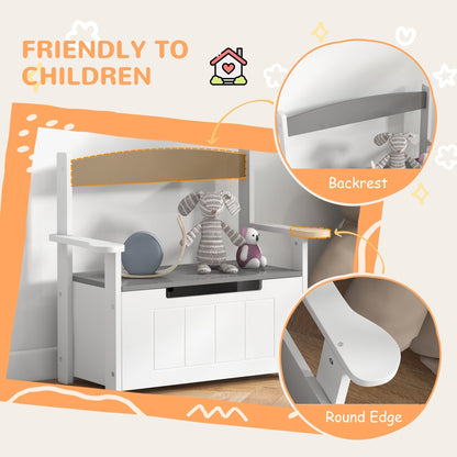 AIYAPLAY 2-in-1 Toy Box, this kids storage bench has a backrest and round edges