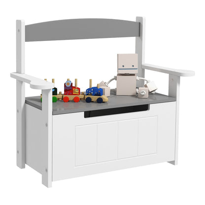 AIYAPLAY 2-in-1 Toy Box for Kids with Lid for Bedroom, Nursery, Playroom, Grey