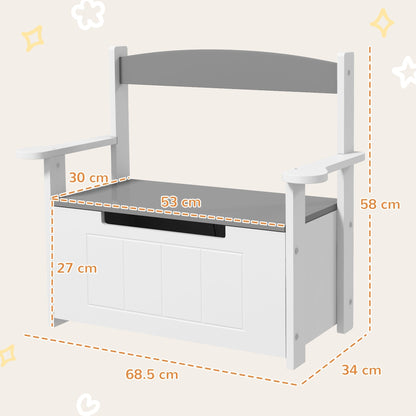AIYAPLAY 2-in-1 Toy Box, this kids storage bench has dimensions shown in cm