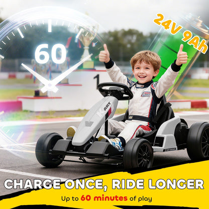 AIYAPLAY 24V Electric Go Kart in White