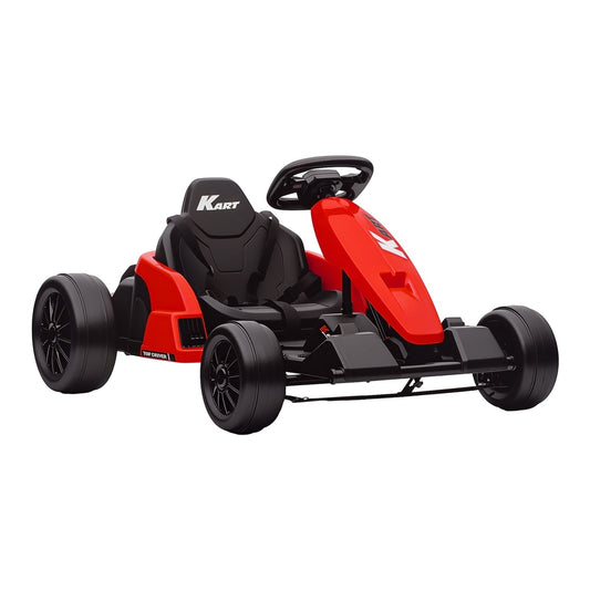 AIYAPLAY 24V Electric Go Kart, a red ride-on car with black seat and steering wheel