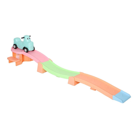 AIYAPLAY 3(m) Four-Piece Ride on Kids Roller Coaster in orange, pink, green and blue colours