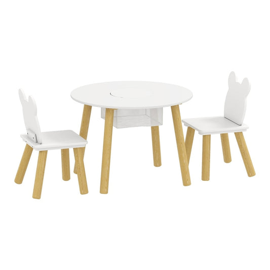 AIYAPLAY 3-Piece Kids Activity Table Set with two chairs and a central mesh bag
