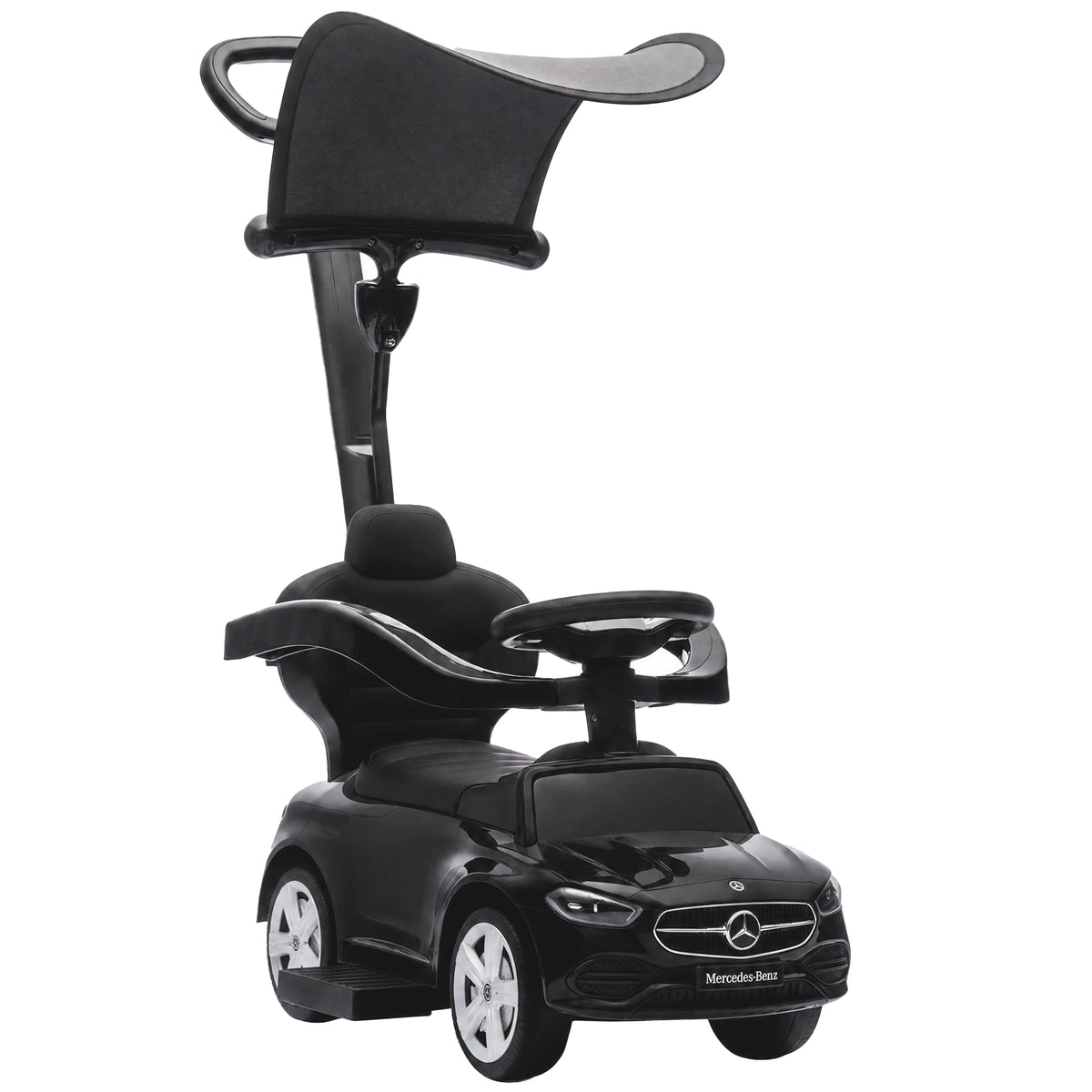 AIYAPLAY 4 in 1 Licensed Benz Ride on Push Car in Black