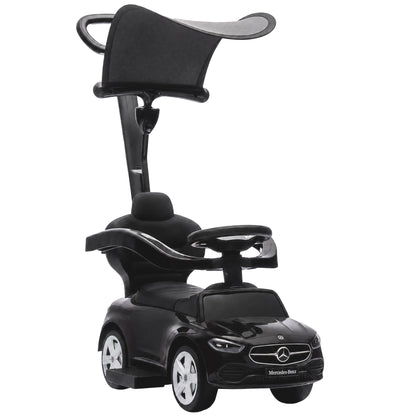 AIYAPLAY 4 in 1 Licensed Benz Ride on Push Car in Black