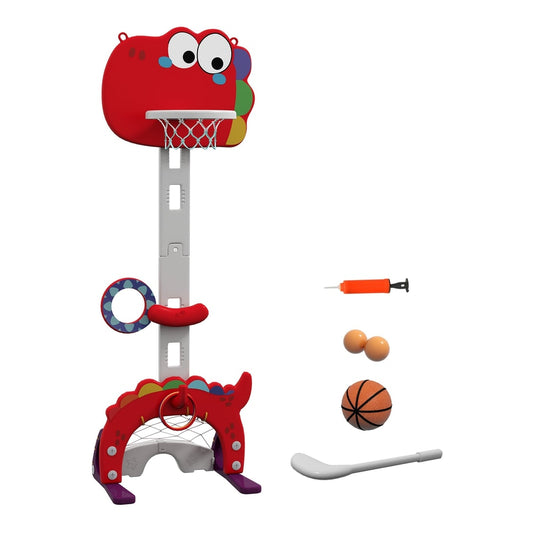 AIYAPLAY 5-in-1 Dinosaur Basketball Set with adjustable height and included accessories
