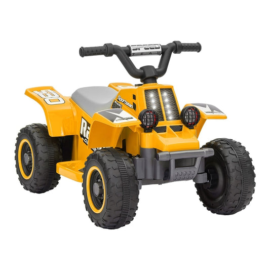 AIYAPLAY 6V Electric Quad Bike for kids, a yellow ride on ATV with black handlebars and wheels