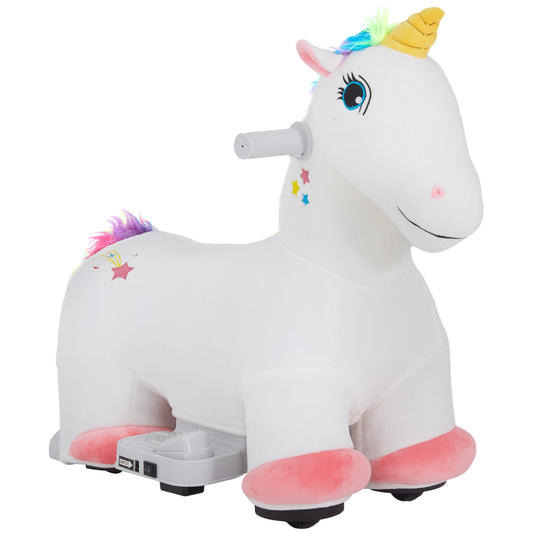 AIYAPLAY 6V Electric Ride on Unicorn in White