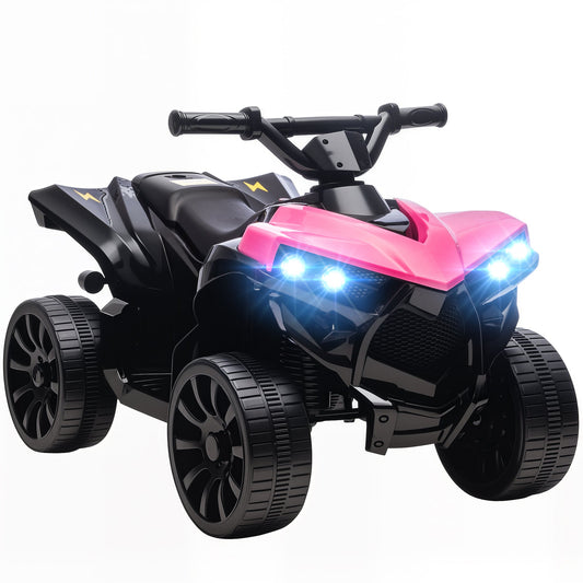 AIYAPLAY 6V Kids ATV with bright LED headlights and black wheels on a white background