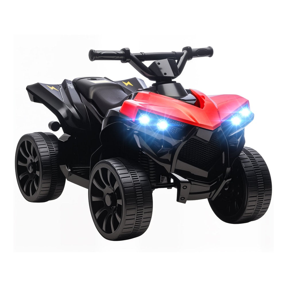AIYAPLAY 6V Kids ATV red and black electric ride-on car with headlights on