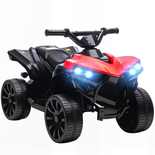 AIYAPLAY 6V Kids ATV red and black electric ride-on car with headlights on