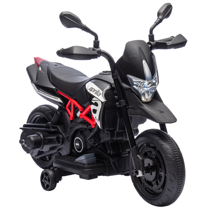 AIYAPLAY 6V Kids Electric Motorbike with Training Wheels in Black