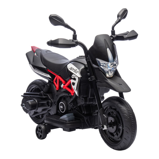AIYAPLAY 6V Kids Electric Motorbike with Training Wheels in Black