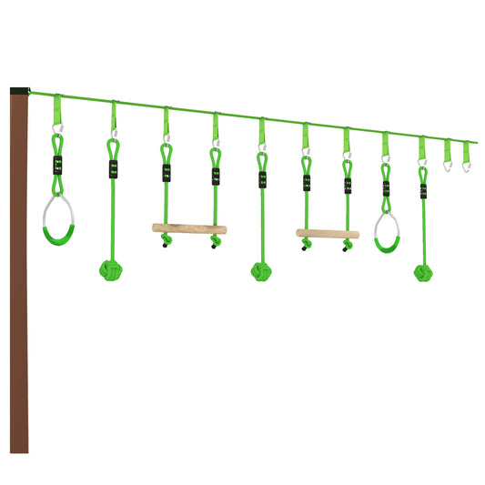 AIYAPLAY 7-Piece Kids Zip Line Kit in Green