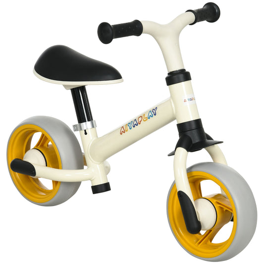 AIYAPLAY 8" Balance Bike, a lightweight training bike for children in cream and yellow