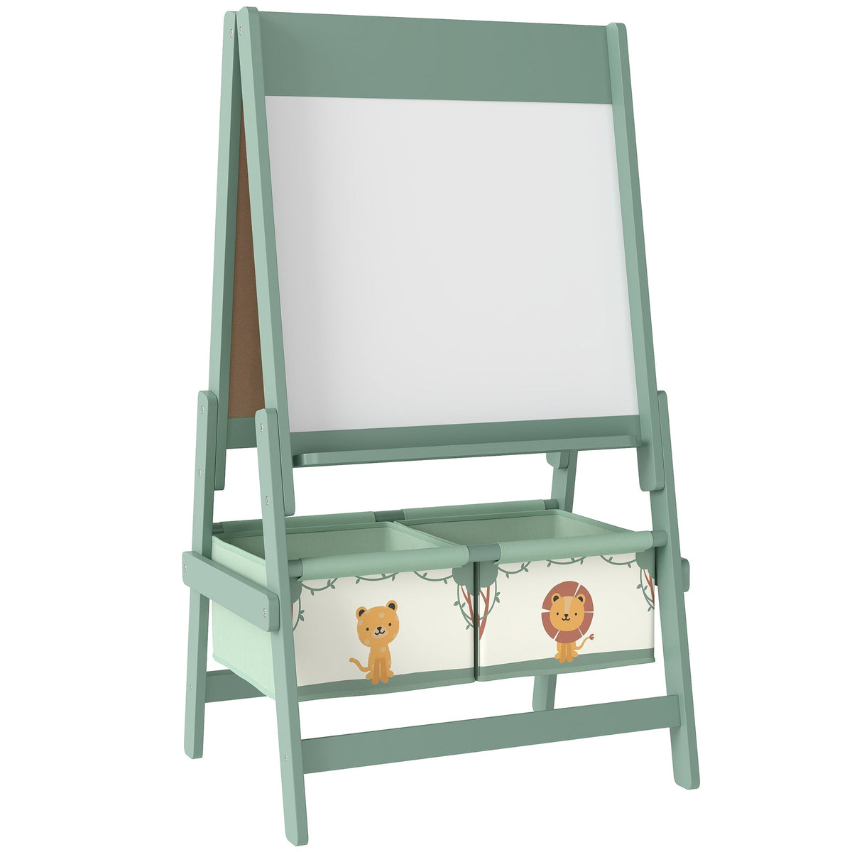 AIYAPLAY Art Easel for Kids, double-sided whiteboard and blackboard with storage boxes