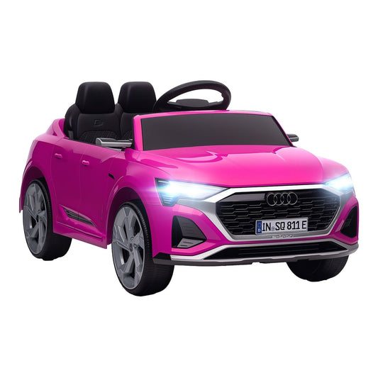 AIYAPLAY Audi Q8 e-tron Sportback Licensed 12V Ride on Car in pink, front three quarter view