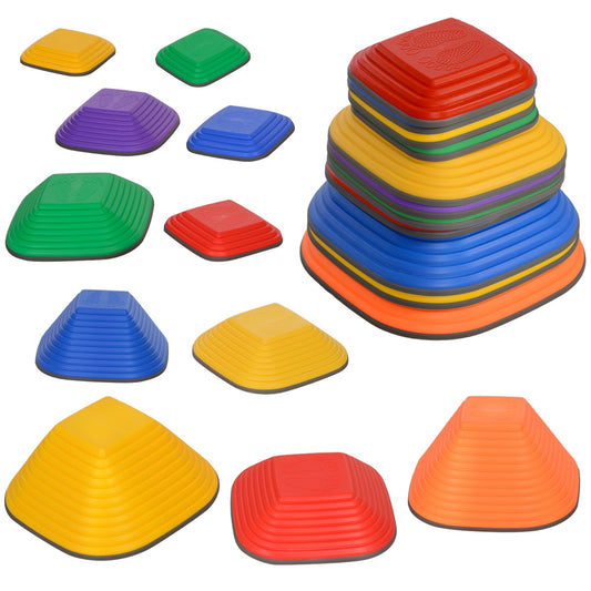 AIYAPLAY Balance Stepping Stones, a set of 11 colourful non-slip stackable river stones for kids