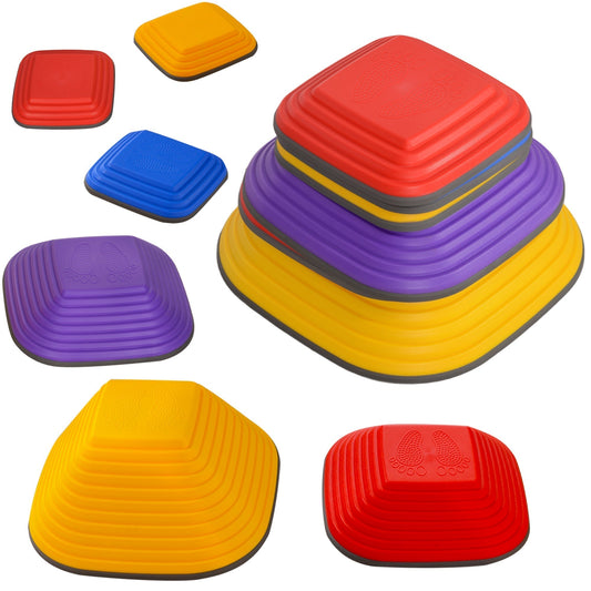 AIYAPLAY Balance Stepping Stones, a set of six colourful non-slip stackable river stones for children's obstacle courses