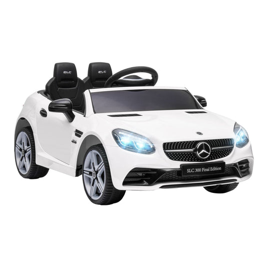 HOMCOM Benz SLC 300 Licensed 12V Kids Electric Ride On in white, a realistic toy car for children