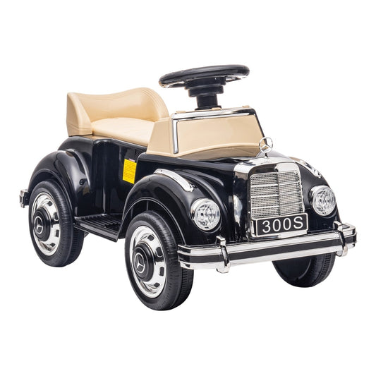 AIYAPLAY Foot to Floor Ride on Sliding Car in black with beige seat and chrome details