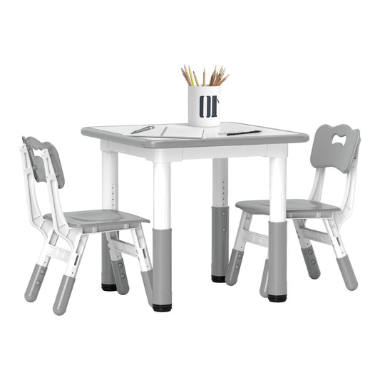 AIYAPLAY Height Adjustable Toddler Table and Chair Set with a pencil holder on the tabletop