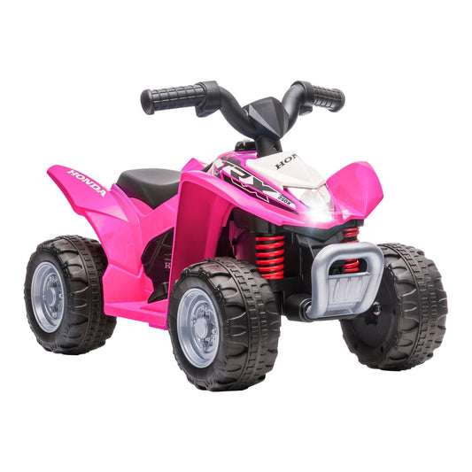 AIYAPLAY Honda Licensed Kids Electric Quad Bike, a pink ride-on toy with black handlebars and wheels
