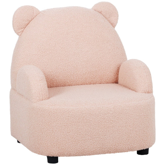 AIYAPLAY Kids Armchair, a pink teddy bear shaped toddler chair with black feet