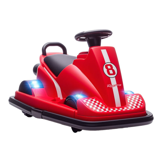 AIYAPLAY Kids Bumper Car in red with racing stripes and number 8