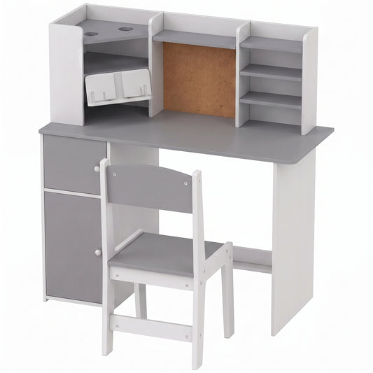 AIYAPLAY Kids Desk and Chair Set in Grey
