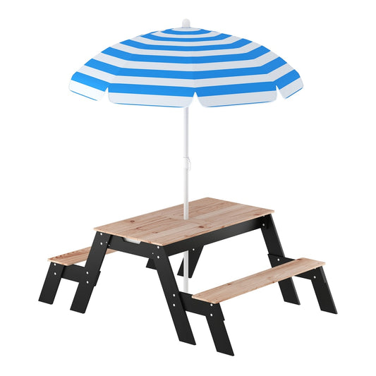 AIYAPLAY 3 in 1 Wooden Sand and Water Table in a Natural Wood Finish