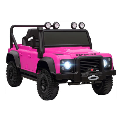 AIYAPLAY Kids Ride On Car with Remote Control in pink, a toy vehicle with LED lights and a winch detail