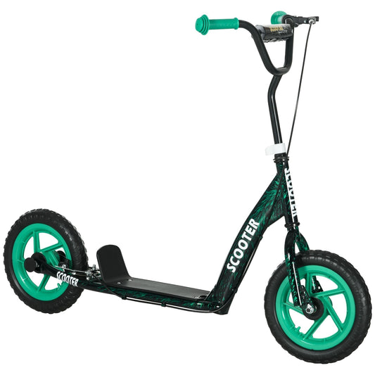 AIYAPLAY Kids Scooter with Adjustable Handlebar in green with black frame and wheels