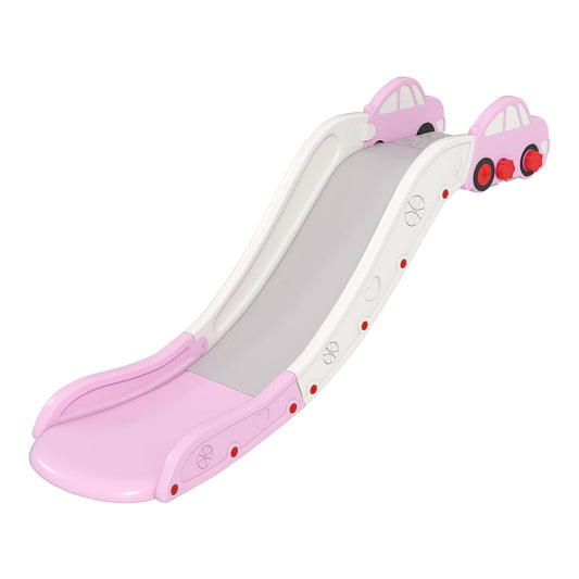 AIYAPLAY Kids Slide for Bed, a pink toddler slide with car decorations