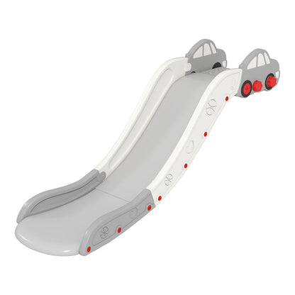 AIYAPLAY Kids Slide for Bed, Sofa, a grey and white toddler slide with car decorations on top