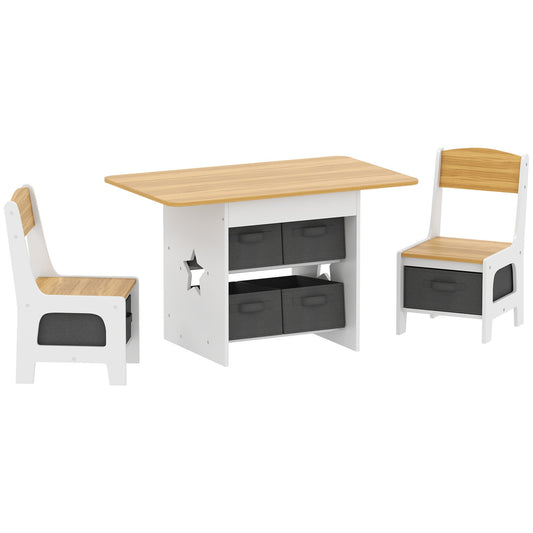AIYAPLAY Kids Table and Chair Set with two chairs and six storage drawers